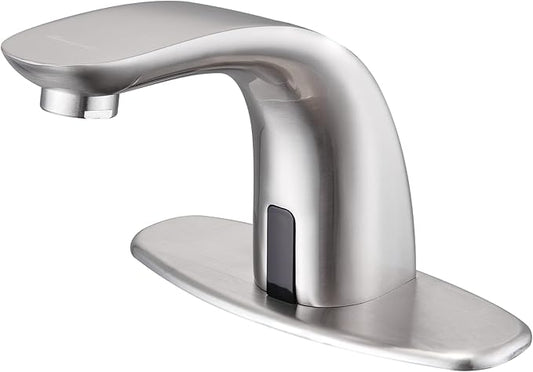 Charmingwater Touchless Bathroom Sink Faucet with Hole Cover Plate, Brushed Nickel