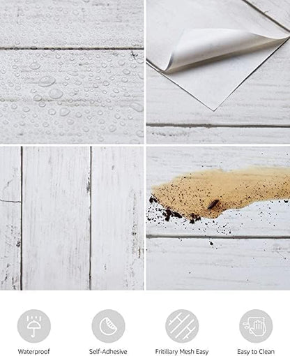 Abyssaly Shiplap Peel and Stick Wallpaper 394" X 11.8" Self-Adhesive Removable Decorative Wall Covering Vintage Wood Panel Interior Film for Home Decoration