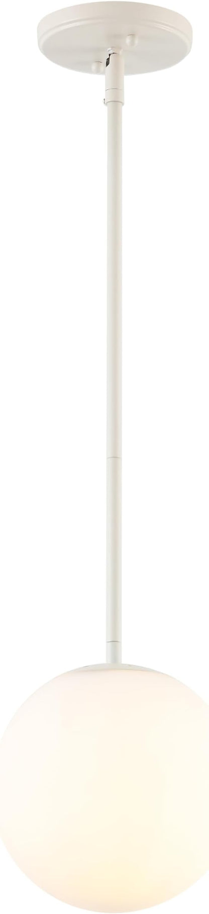 JONATHAN Y 7.75" Almond Modern Globe LED Pendant Light, Industrial Hanging Ceiling Lamp for Kitchen Island, White Glass Globe Shade, LED Bulb Included (JYL9528F)