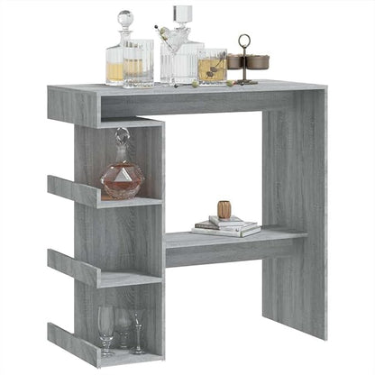 Sonoma Grey Engineered Wood Bar Table with Storage Racks, 39.4 x 19.7 Inch Kitchen Counter Height for Dining Room, Living Room, Modern Sturdy Pub Table for Small Space, Easy Assembly
