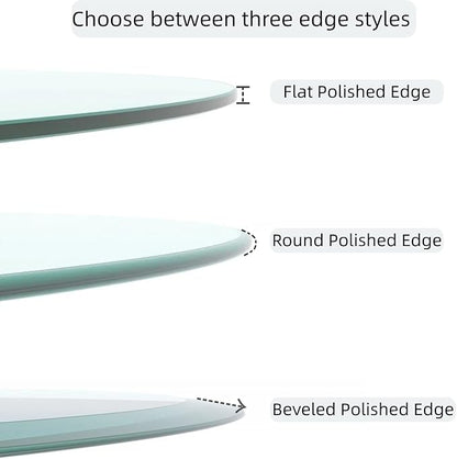 36" Round Glass Table Top - 1/2" Thick Beveled Edge Tempered Glass, Replacement Glass Table Top for Kitchen/Patio Table