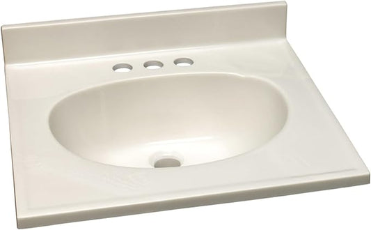 Design House Cultured Marble Vanity Top, 19 in W x 17 in D, Integrated 4 in Centerset Oval Sink & Backsplash, Ivory Swirl, 586263