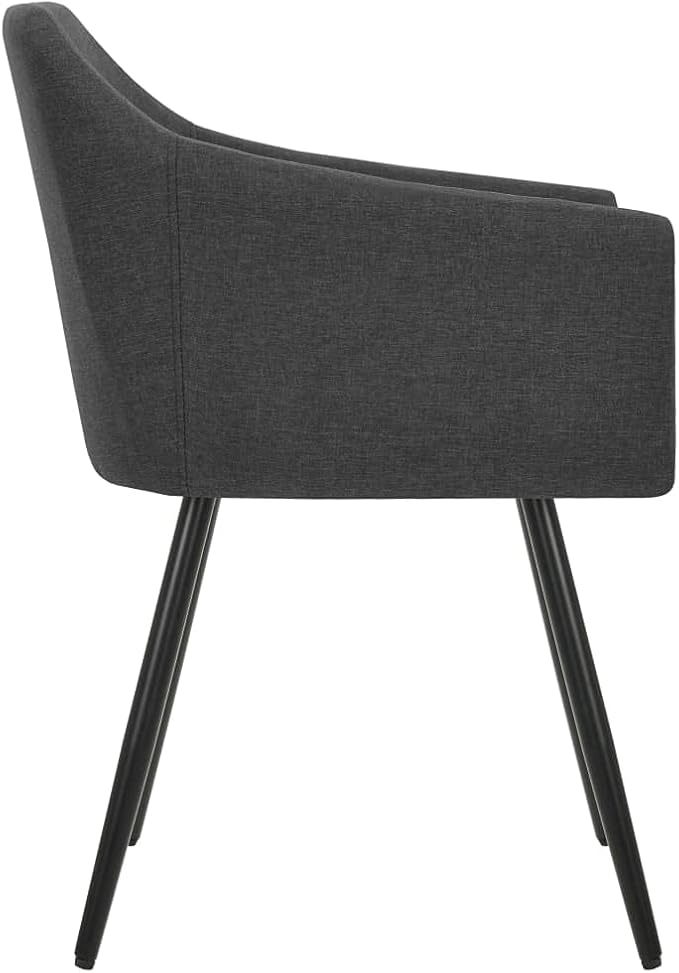 Set of 2 Modern Dining Chairs Dark Grey Upholstered 100% Polyester, 24.4x21.3x31.5 in Metal Frame Kitchen Accent Chairs for Dining Room Living Room Bedroom