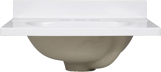 Design House Cultured Marble Vanity Top, 19 in W x 17 in D, Integrated 4 in Centerset Oval Sink & Backsplash, Solid White, 586172