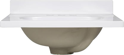 Design House Cultured Marble Vanity Top, 19 in W x 17 in D, Integrated 4 in Centerset Oval Sink & Backsplash, Solid White, 586172