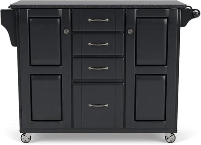 Create-a-Cart Black 2 Door Kitchen Cart with Black Granite Top by Home Styles