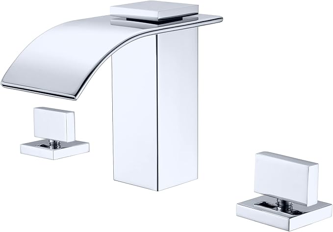 sumerain Waterfall 8 Inch Widespread Bathroom Sink Faucet 3 Hole Chrome Finish