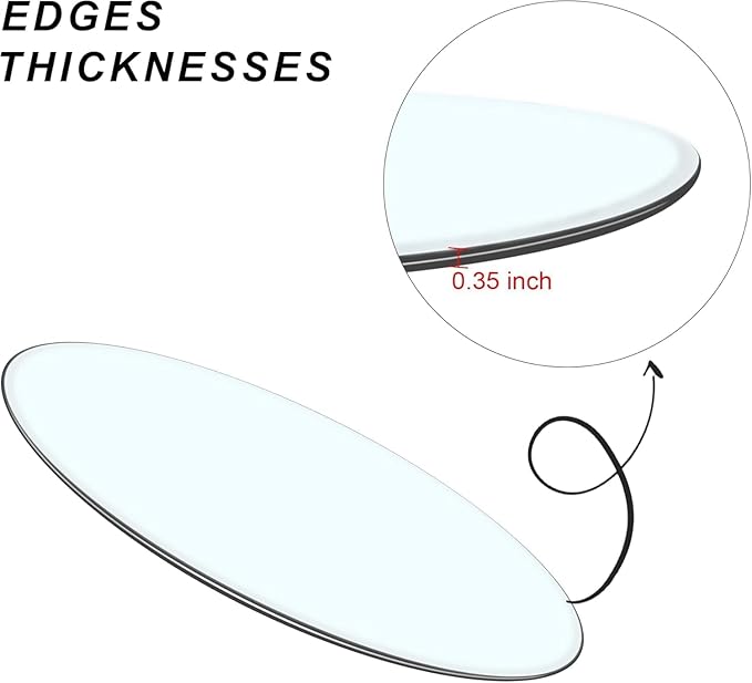 40" Clear Round Glass Table Top, Thick Tempered Glass with Smooth Polished Edge – Ideal for Kitchen, Living Room, Office or Patio Table Replacement