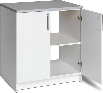 Prepac Elite 32” Wall Mount White Storage Cabinet with 1 Adjustable Shelf, Base Unit Ideal for Bathroom Cabinet, Kitchen, Garage, Home Office and More, 32”W x 36”H x 24”D