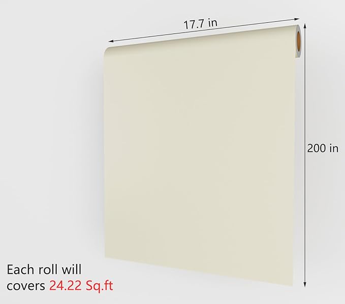 Decotalk 30"x120" Beige Wallpaper Peel and Stick Solid Beige Wall Paper Cream Contact Paper Solid Color Contactpaper Cream Wallpaper for Bedroom Wall Removable Cabinet Vinyl Wrap Self Adhesive