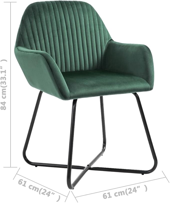 Green Velvet Dining Chairs Set of 2, Modern Accent Chairs with Soft Tufted Cushion, Powder-Coated Steel Frame for Indoor Kitchen Dining Room Living Room Furniture
