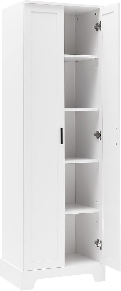 Favfurish 71" Tall Bathroom Storage Cabinet with Doors, Modern Linen Cabinets w/Adjustable Shelves & Anti-Tipping Device, Easy Assembly, Freestanding Organizer for Dining Room,Kitchen,Office,White