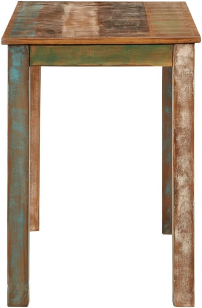 Dining Table Reclaimed Wood 43.3x21.7x29.9 in Multicolour Distressed Finish Rectangle Small Kitchen Table for Dining Room, Apartment or Loft