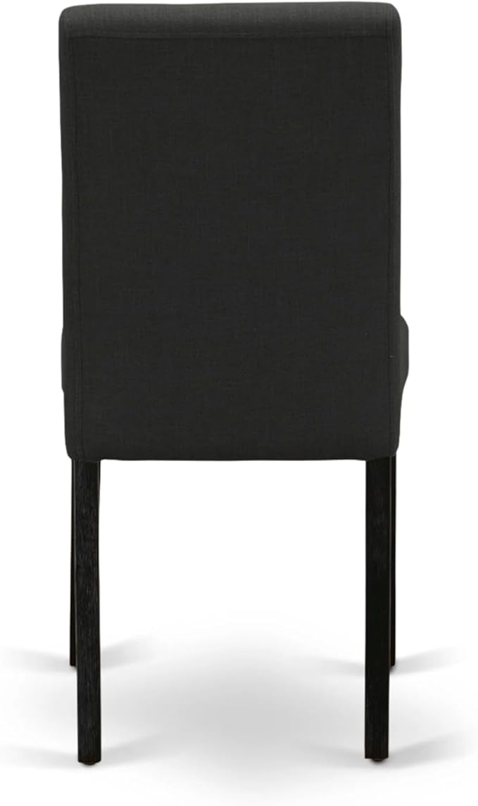 East West Furniture ABP6T24 Abbott Parson Chairs - Black Color Linen Fabric Upholstered Dining Chairs, Set of 2, Wirebrushed Black