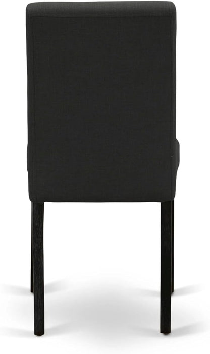 East West Furniture ABP6T24 Abbott Parson Chairs - Black Color Linen Fabric Upholstered Dining Chairs, Set of 2, Wirebrushed Black