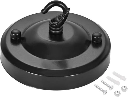 uxcell Retro Light Canopy Kit with Hook, Vintage Chandelier Ceiling Plate, for Light Fitting Accessory DIY, 104mm 4.1Inch Black