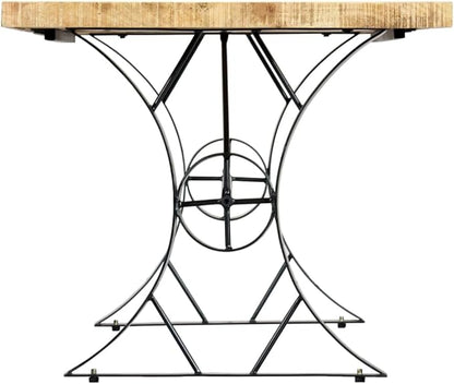 Modern Extendable Dining Table 70.9x35.4 in Solid Mango Wood Brown Rectangular Kitchen Table for 6 with Steel Frame Assembly Required for Dining Room Kitchen Small Spaces