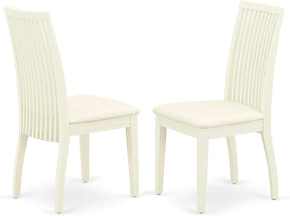 East West Furniture IPC-LWH-C Ipswich Dining Chairs - Linen Fabric Upholstered Wood Chairs, Set of 2, Linen White