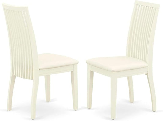 East West Furniture IPC-LWH-C Ipswich Dining Chairs - Linen Fabric Upholstered Wood Chairs, Set of 2, Linen White