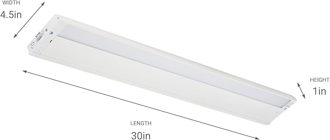 Kichler 4U Series 30" 120V LED Under Cabinet Light in White, 3000K, (30" L x 4.5" W x 1" H), 4U30K30WHT