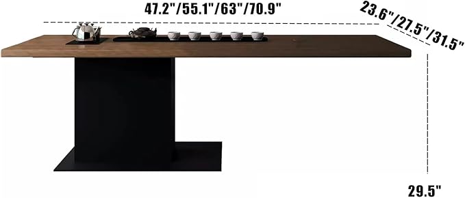 Modern Solid Wood Dining Table,Rectangle Kitchen Island Dining Table Minimalist Kitchen Table with Pedestal Base for for 2,4,6,8(55.1" L x 27.5" W x 29.5" H, Natural)