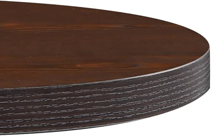 Round Bistro Table for Small Spaces, Dark Brown MDF Top with Black Steel Legs, Ideal for Dining Room, Kitchen, or Cafe Use
