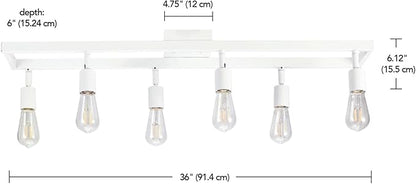 Globe Electric 64000095 36" 6-Light Track Lighting, Matte White, Pivot Sockets, Ceiling Lamp for Bedroom, Kitchen, Hallway, Bathroom, Den, Dining Room, Home Décor
