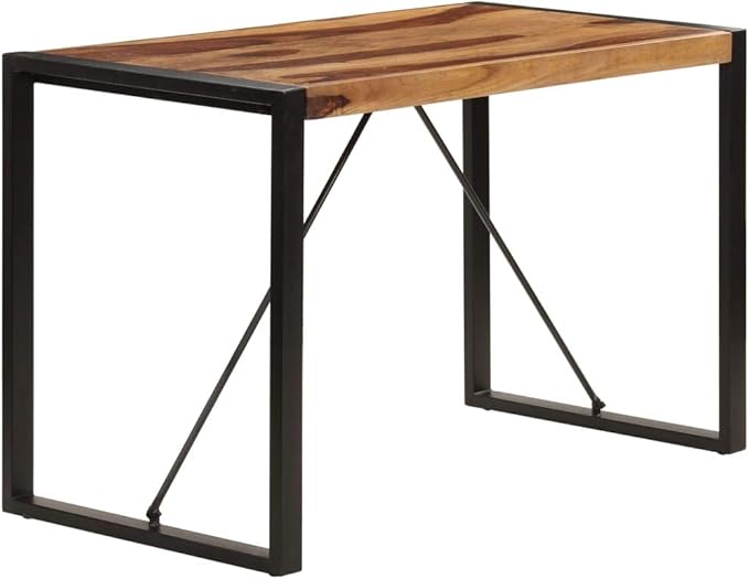 47.2" Dining Table Solid Acacia Wood Brown Rectangle Kitchen & Dining Room Table Seats 4 for Small Spaces Industrial Style Modern Easy Assembly