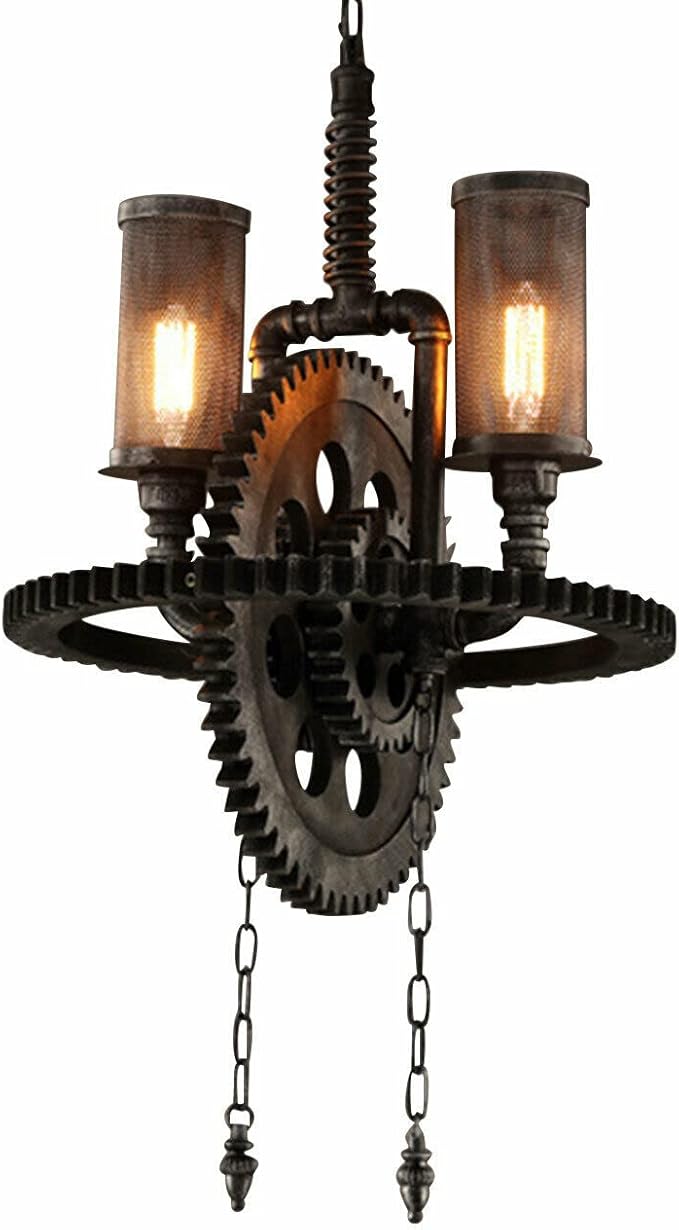 YIYIBYUS Vintage Hanging Ceiling Lamp Chandelier Industrial Pendant Light Fixture Steampunk Gear Ceiling Light for Kitchen Dining Room Living Room