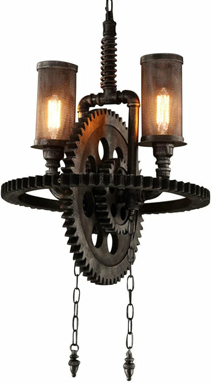 YIYIBYUS Vintage Hanging Ceiling Lamp Chandelier Industrial Pendant Light Fixture Steampunk Gear Ceiling Light for Kitchen Dining Room Living Room