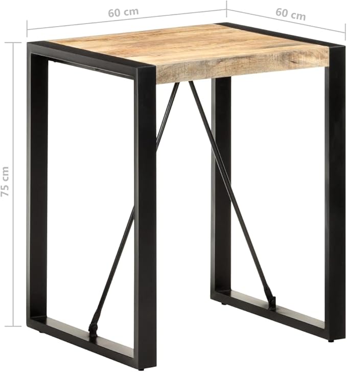 Rough Mango Wood Dining Table for Kitchen, Small Square Table for Dining Room Spaces, Compact Island Table