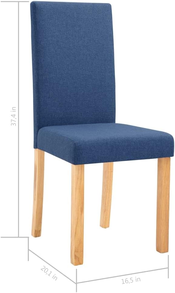 4 Pcs Blue Fabric Dining Chairs with Rubber Wood Frame, Soft Upholstered Modern Kitchen and Dining Room Furniture Set, Ergonomic Design Easy Assembly