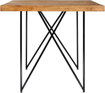 Industrial Dining Table 70.9x35.4 in Solid Acacia Wood & Steel Large for 6 Rectangular Kitchen Room Furniture Extendable Look