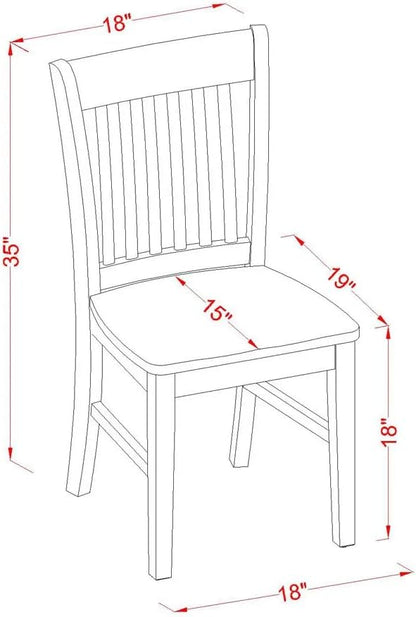 East West Furniture NFC-LWH-W Norfolk Dining Room Chairs - Slat Back Solid Wood Seat Chairs, Set of 2, Linen White