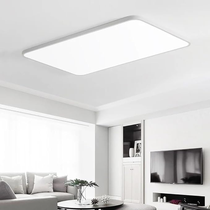 Dimmable LED Ceiling Light Fixture,16 * 24 Inch Modern Rectangle Recessed Ceiling Lights, 3000K-6000K Lamp,48W White Close to Ceiling Lighting Flush Mount for Living Room Bedroom
