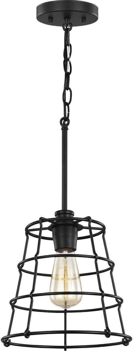 Progress Lighting Chambers Collection 1-Light Farmhouse Pendant Light Matte Black 11.00x10.00x10.00