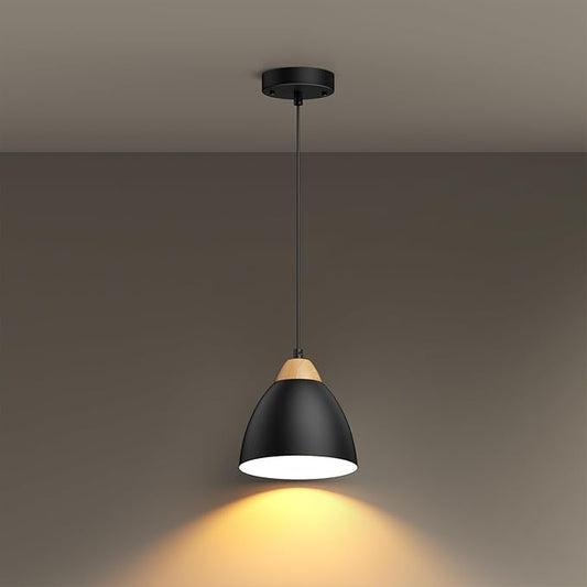 Black Pendant Lights for Kitchen Island, 5.9" Cone Metal Shade Adjustable Height Small Hanging Lamps for Dining Room Light Fixtures Over Table Modern Ceiling Fixture