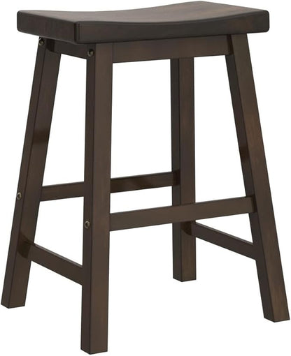 Lexicon Victoria Saddle Solid Wood Counter Height Stool Set of 2 - Saddle Kitchen Stool Dining Height Stools for Dining, Armless Chair Seating, Perfect Casual - 23.5" Distressed Cherry
