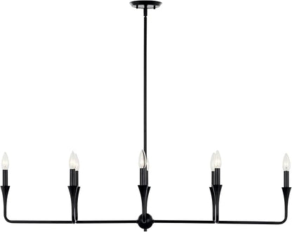 Kichler Alvaro 8-Light Linear Chandelier, Soft Modern Light in Black, for Dining Room or Kitchen (24.25" x 11.5" x 45.5"), 52693BK