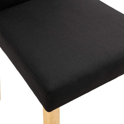 Modern Farmhouse Dining Chairs Set of 2 Black Fabric Upholstered Kitchen Chairs with Rubber Wood Frame for Dining Room Living Room Vanity