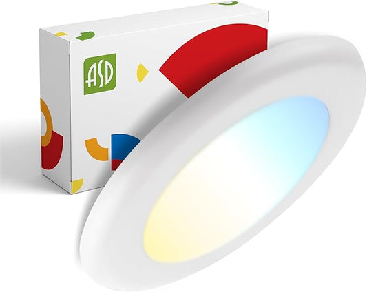 ASD 1 Pack LED Disk Lights 4 Inch, 10W 5CCT 2700K-5000K 685LM CRI90+, Dimmable Flush Mount Ceiling Light Fixture, Low Profile Surface Mount Disc Lights, Junction Box or Recessed Can Install, UL
