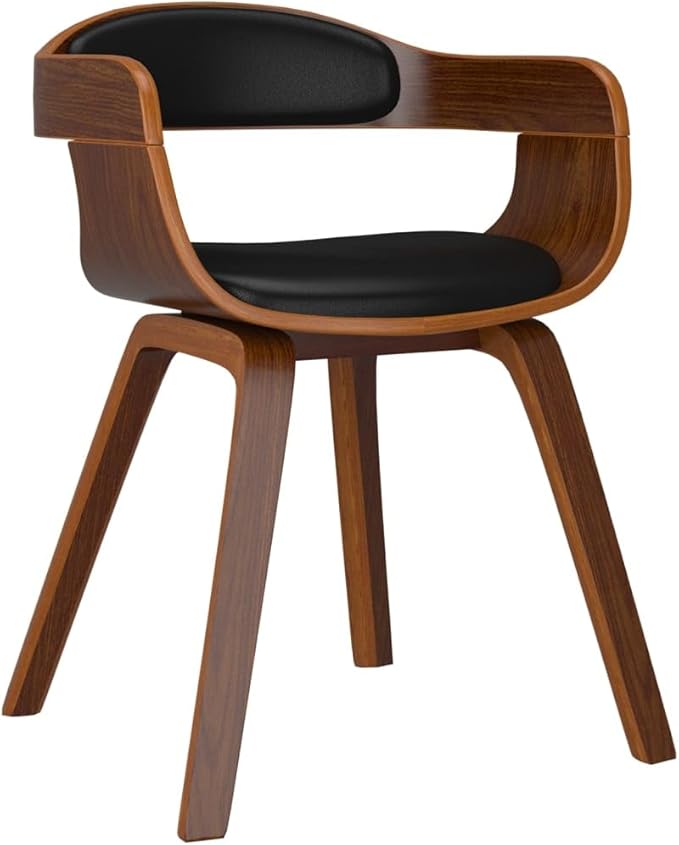 Modern Farmhouse Dining Chairs Set of 2 Black Bentwood and Faux Leather Upholstered Kitchen Chairs with Padded Seat for Dining Room Kitchen Restaurant