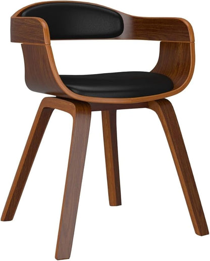 Modern Farmhouse Dining Chairs Set of 2 Black Bentwood and Faux Leather Upholstered Kitchen Chairs with Padded Seat for Dining Room Kitchen Restaurant