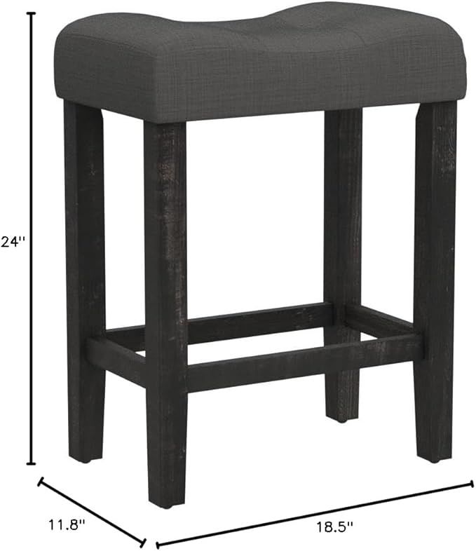Roundhill Furniture Sora Button Tufted Counter Height Saddle Stools, Set of 2, Gray