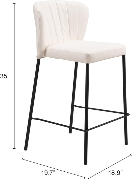 HomeStock Counter Stool Set of 2 - Cream Bar Stools for Kitchen Island & Home