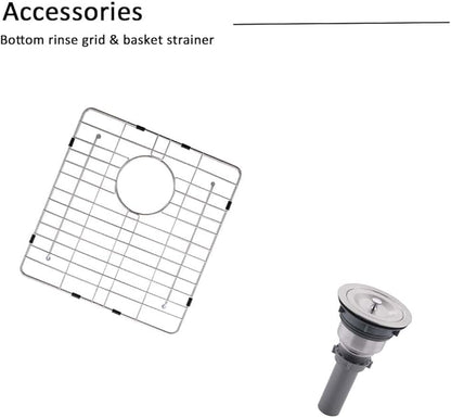 18 X 18 Inch Drop In Bar Sink-18 Inch Topmount RV Small Kitchen Sink Wet Bar Sinks 16 Gauge Stainless Steel Single Bowl Mini Outdoor Rv Sink Basin With Bottom Grid