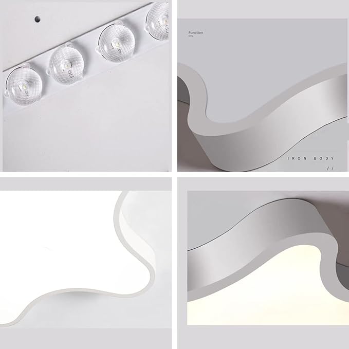 LED Ceiling Light Fixture, Modern Pentagram Recessed Ceiling Lights, 3000K-6000K Dimmable Light, Close to Lighting Flush Mount Living Room Pendant Lamps (White, 12inch)