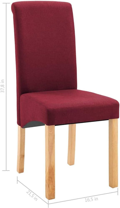 Modern Farmhouse Dining Chairs Set of 4 Red Fabric Upholstered Wooden Frame Accent Chairs for Kitchen Living Room Comfortable Furniture