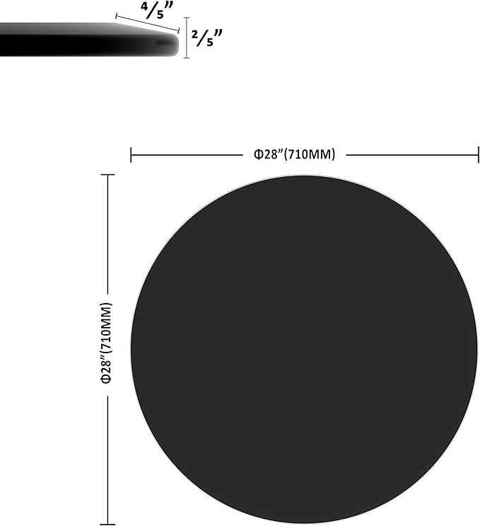 28 inch Round Glass Table Top - Black Tempered Glass Surface Protector - Safe 3/8" Thick Beveled Edge - Useful for Replacement,Dining Table, Patio, Coffee and End Table,Indoor & Outdoor