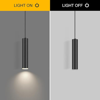 Modern Black-on-Gold Cylindrical Chandelier, 1-Light Pendant with Adjustable Cord, Matching GU10 Socket for Living Room, Bedroom and Dining Room (Wide Beam Angle) (2 Pack)